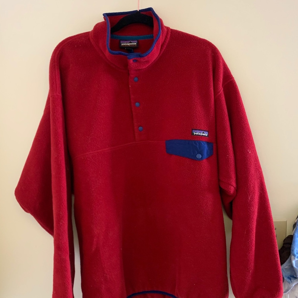 men’s xl patagonia red and blue button up